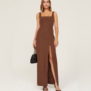 NWT STAUD Portrait Dress Chocolate with Slit Size 8